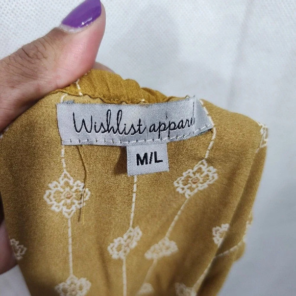 Wishlist Apparel Floral Tie Front Top Off The Shoulder Women Size M/L Brown? - Picture 6 of 8